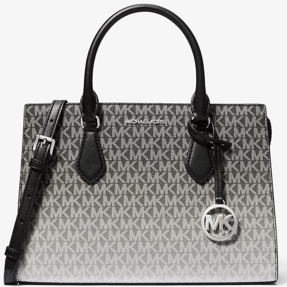 Michael Kors Sheila Medium Ombré Signature Logo Satchel Black Multi - Picture 1 of 9